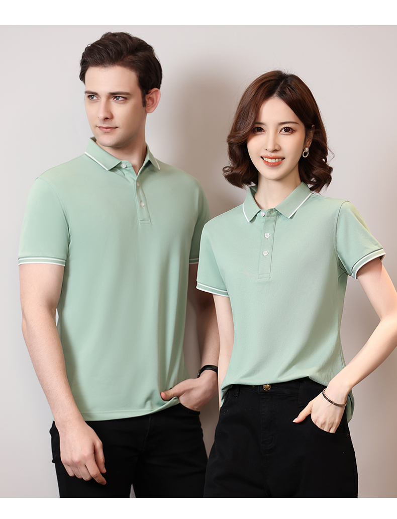 195g 40 count silk cotton lapel short sleeve POLO shirt GJ15-6608