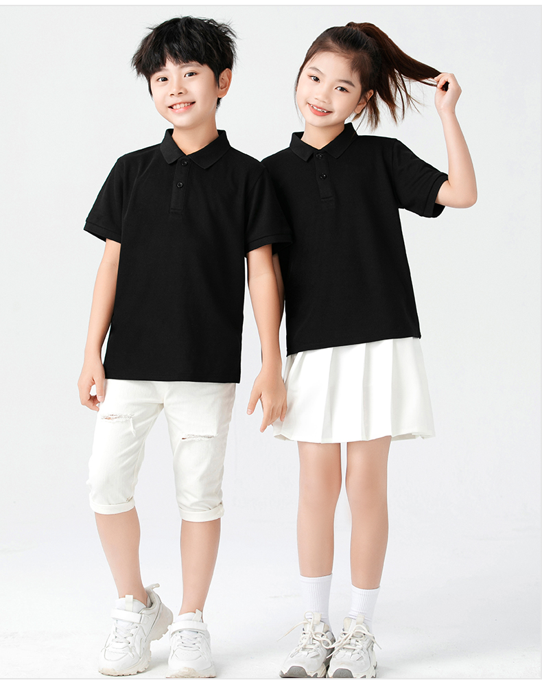 Long-staple cotton solid color parent-child lapel short-sleeved POLO shirt H09-26888 children style