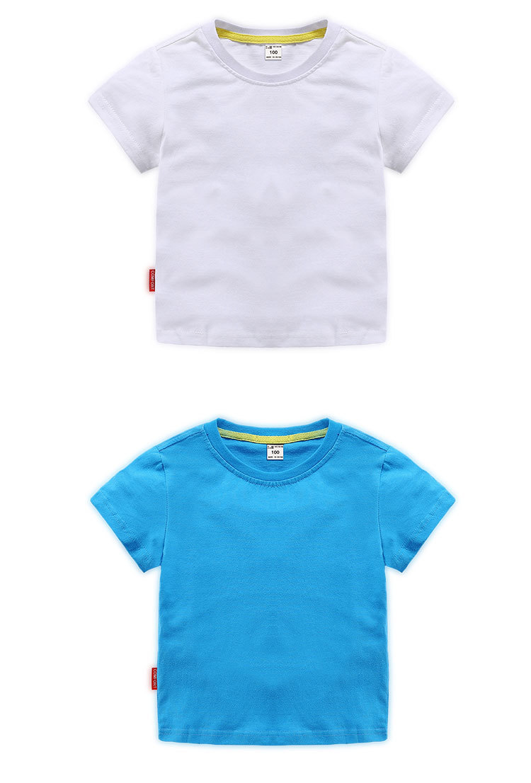 Cotton round neck short-sleeved T-shirt for children D31-Short T-shirt with top collar