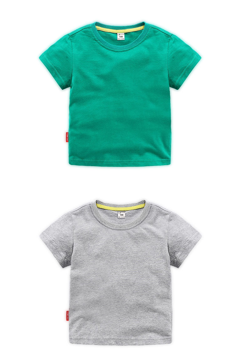 Cotton round neck short-sleeved T-shirt for children D31-Short T-shirt with top collar