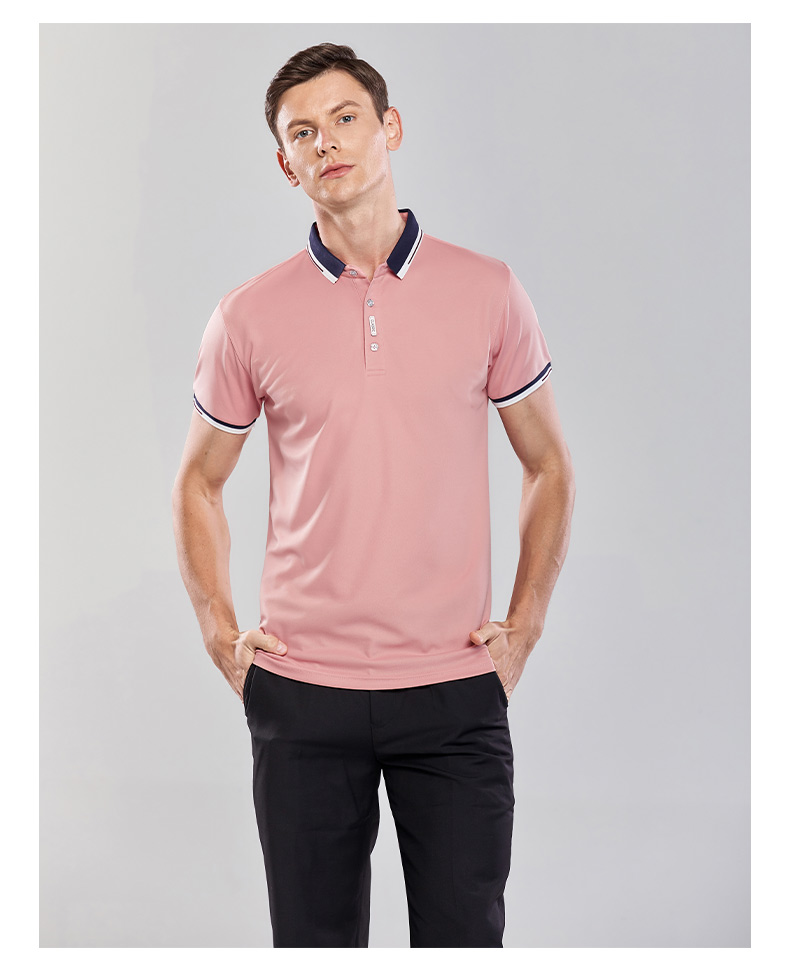 210g washed cotton fashion horn collar lapel short-sleeved POLO shirt men GJ2-390