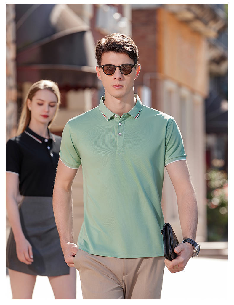 Business anti-wrinkle ice silk cotton short-sleeved lapel POLO shirt H17-TST3