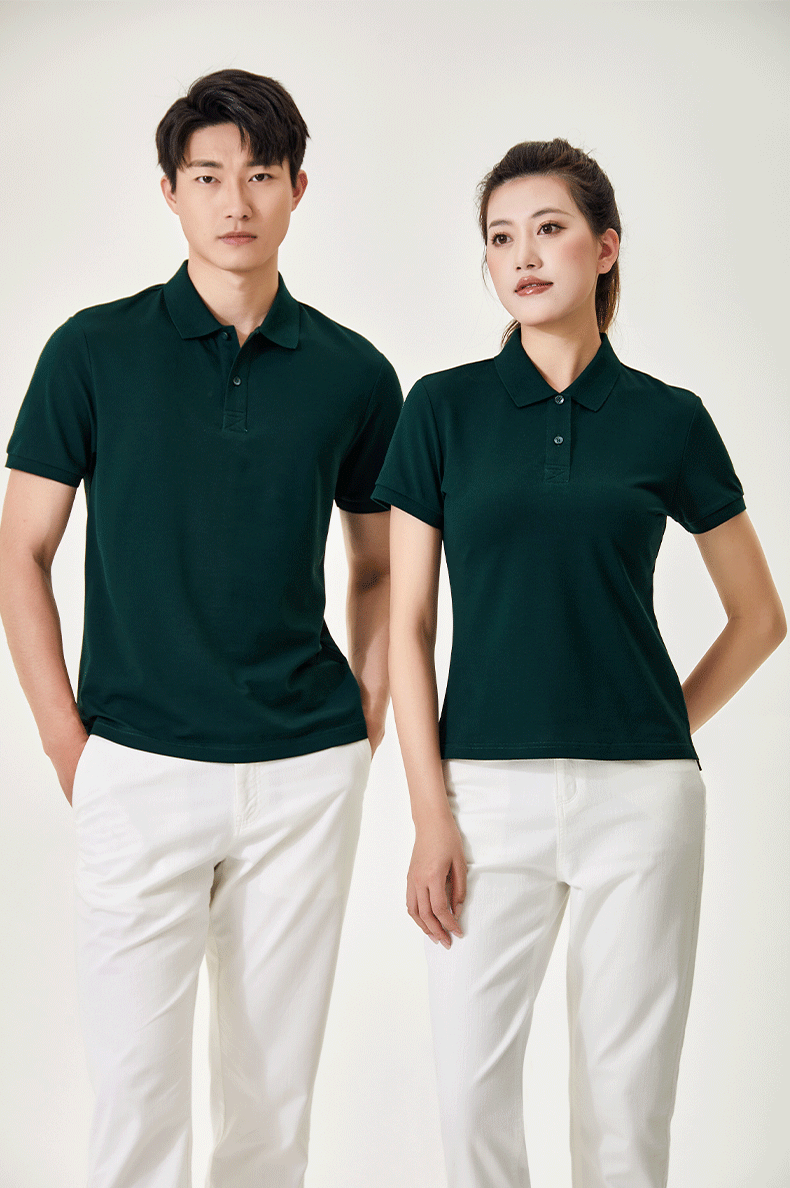 200g 40 count Chinese style long staple cotton solid color lapel short sleeve POLO shirt universal S02-6090