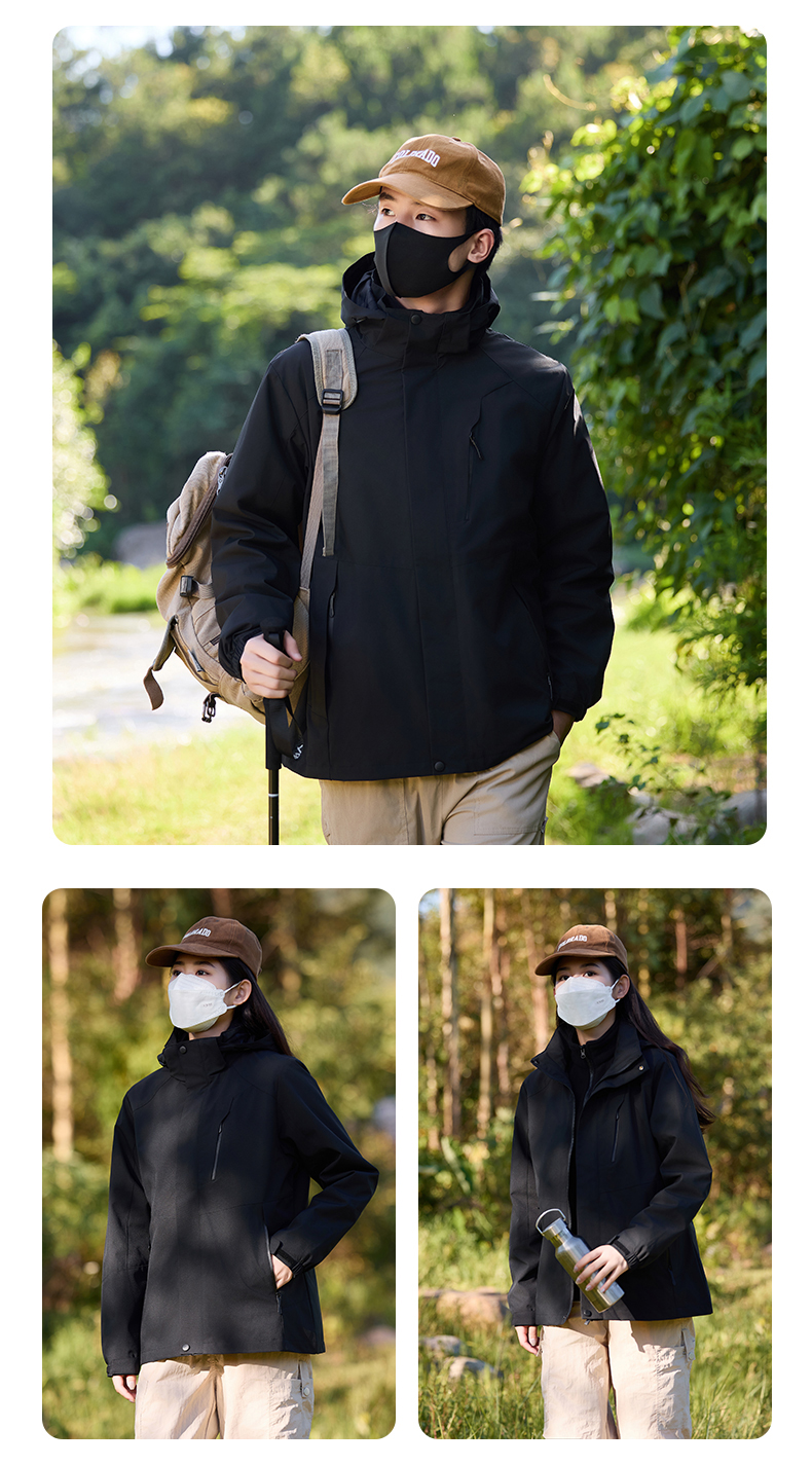 Couple outdoor anti-fouling and water-repellent three-in-one jacket KI3-88566 men