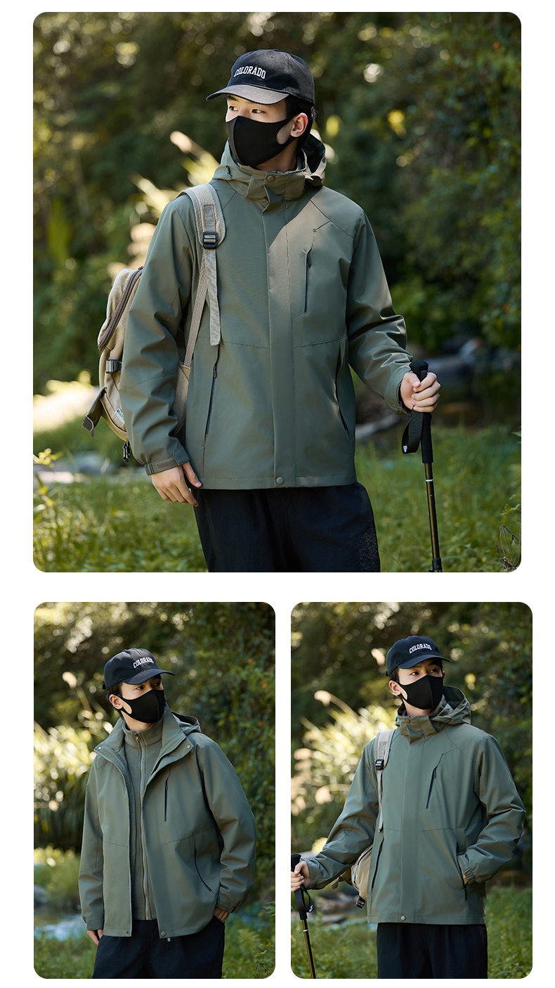 Couple outdoor anti-fouling and water-repellent three-in-one jacket KI3-88566 men