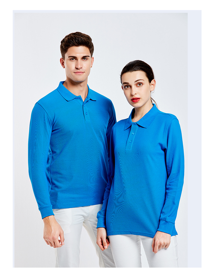 220g solid color long sleeve lapel POLO shirt universal SNS-2038