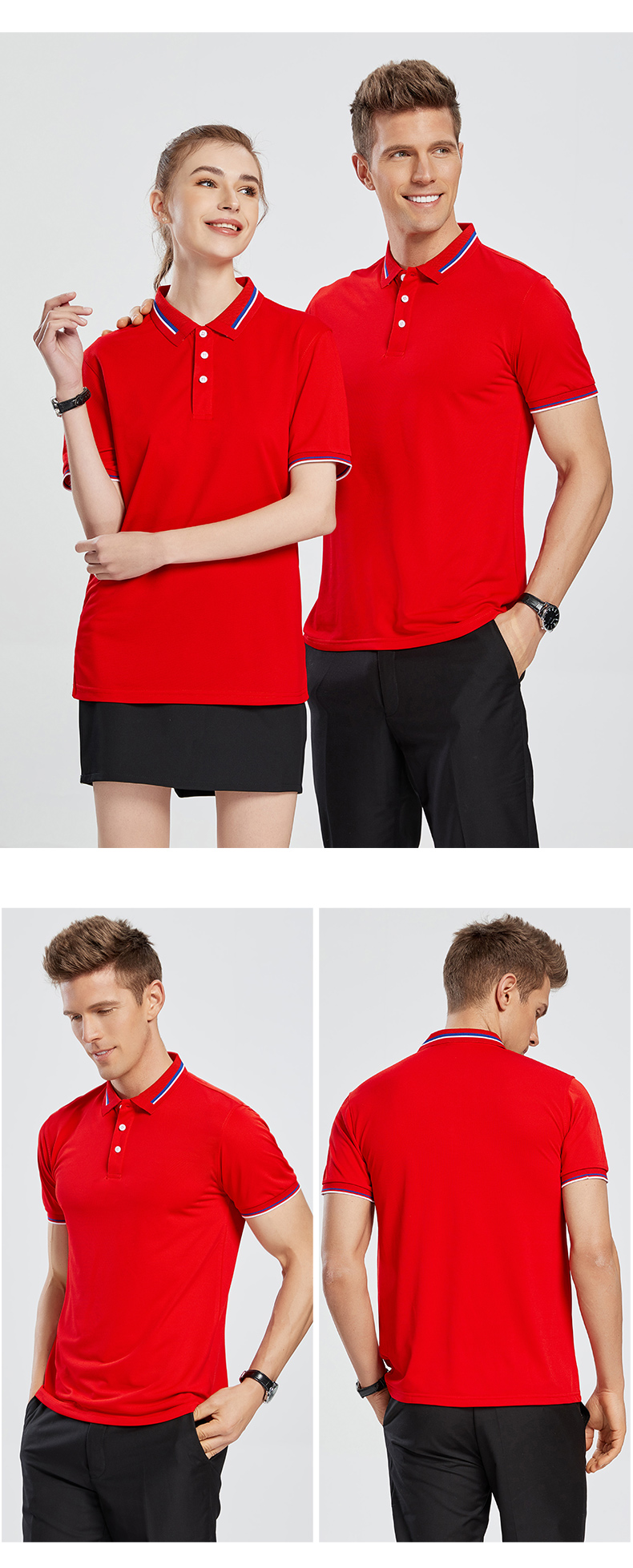 200g cotton hem lapel short sleeve POLO shirt universal style YZ02-4002