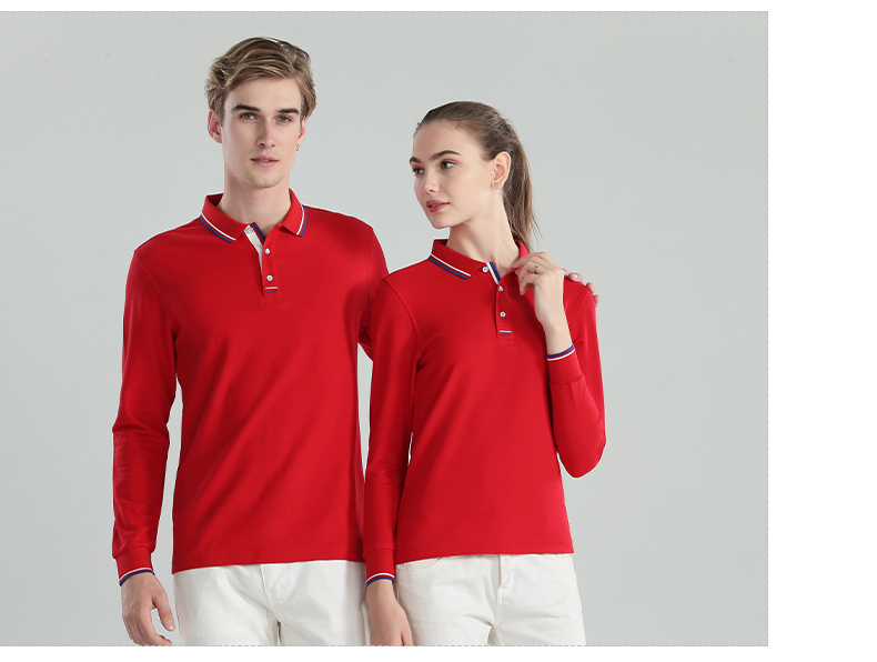 220g striped lapel long-sleeved POLO shirt GJ12-9909A