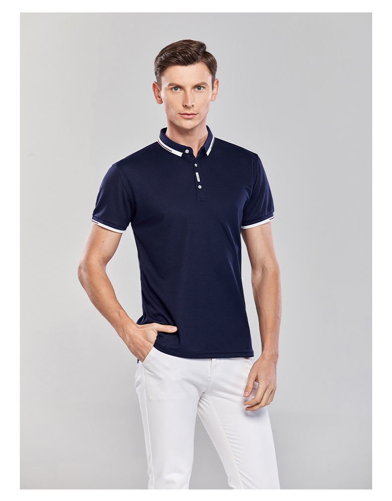 210g washed cotton fashion horn collar lapel short-sleeved POLO shirt men GJ2-390