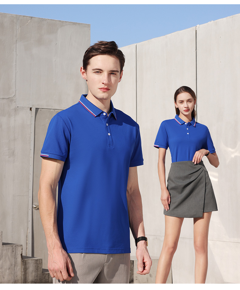 200g 40s washed cotton business color lapel short sleeve POLO shirt universal GJ20-2327