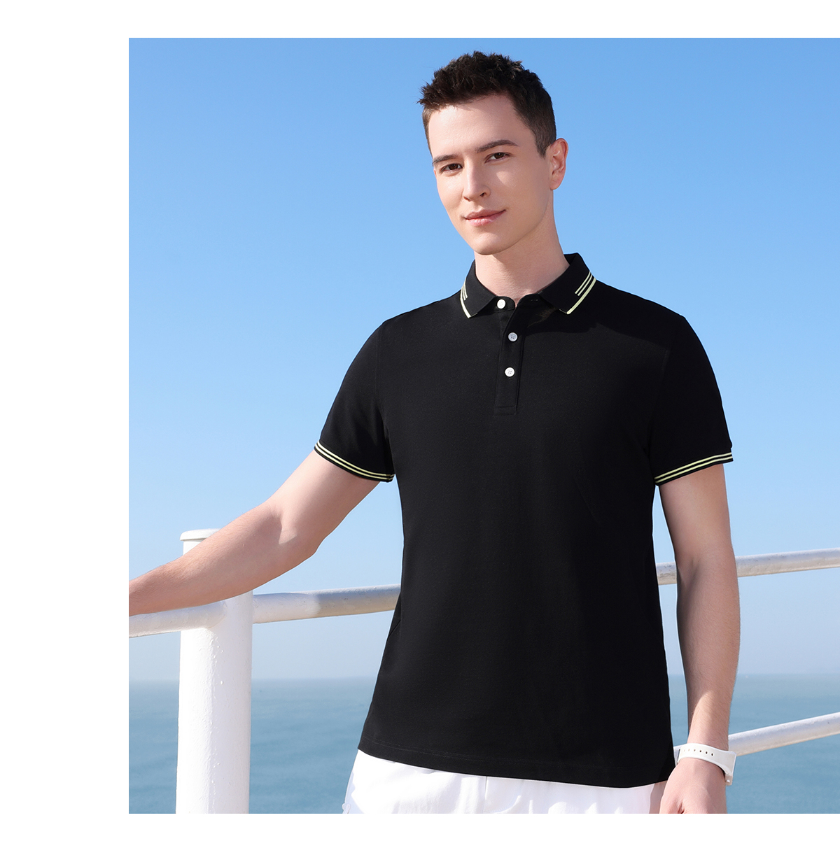 190g 40 count Xinjiang cotton beaded lapel short-sleeved POLO shirt universal GJ19-306