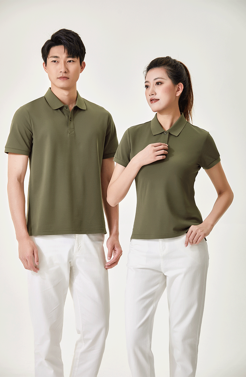 200g 40 count Chinese style long staple cotton solid color lapel short sleeve POLO shirt universal S02-6090