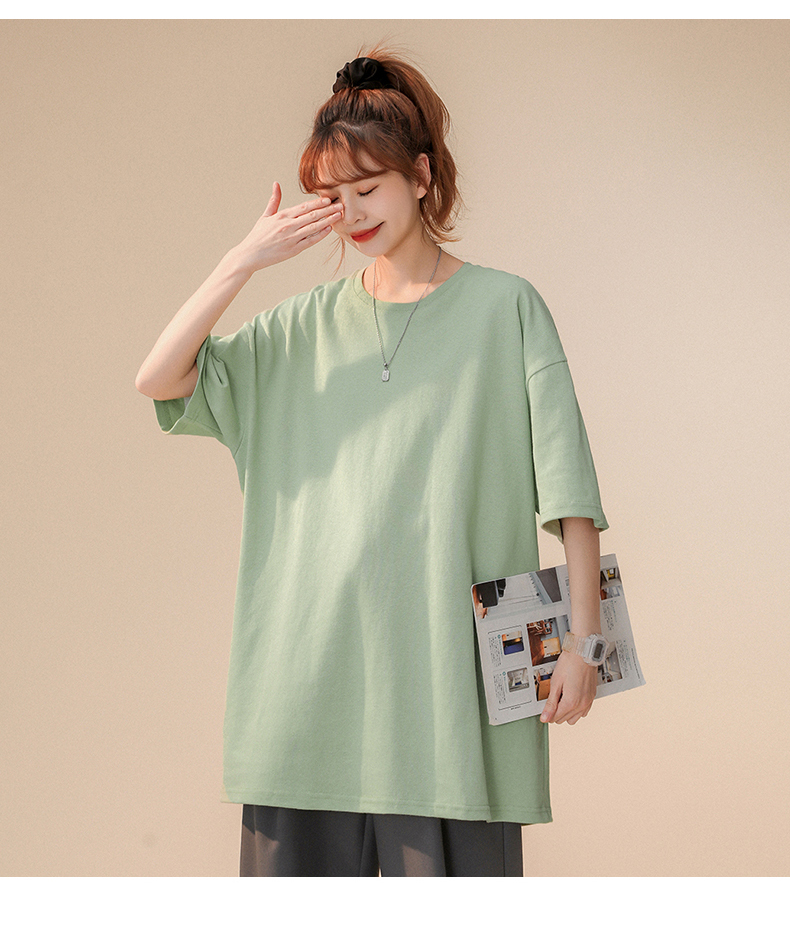 200g colorful pure cotton drop shoulder round neck short sleeve T-shirt KD2-JR0003