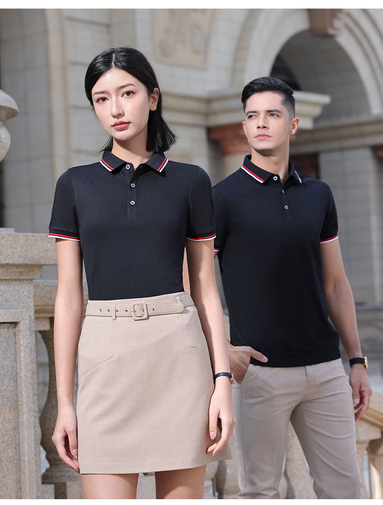 200g combed cotton interlaced color two-level lapel short-sleeved POLO shirt YZ02-9902