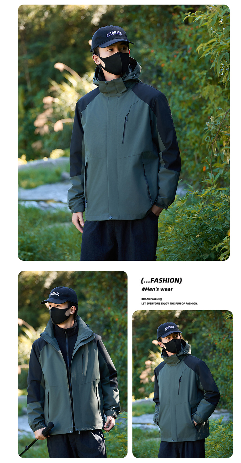 Couple outdoor anti-fouling and water-repellent three-in-one jacket KI3-88566 men