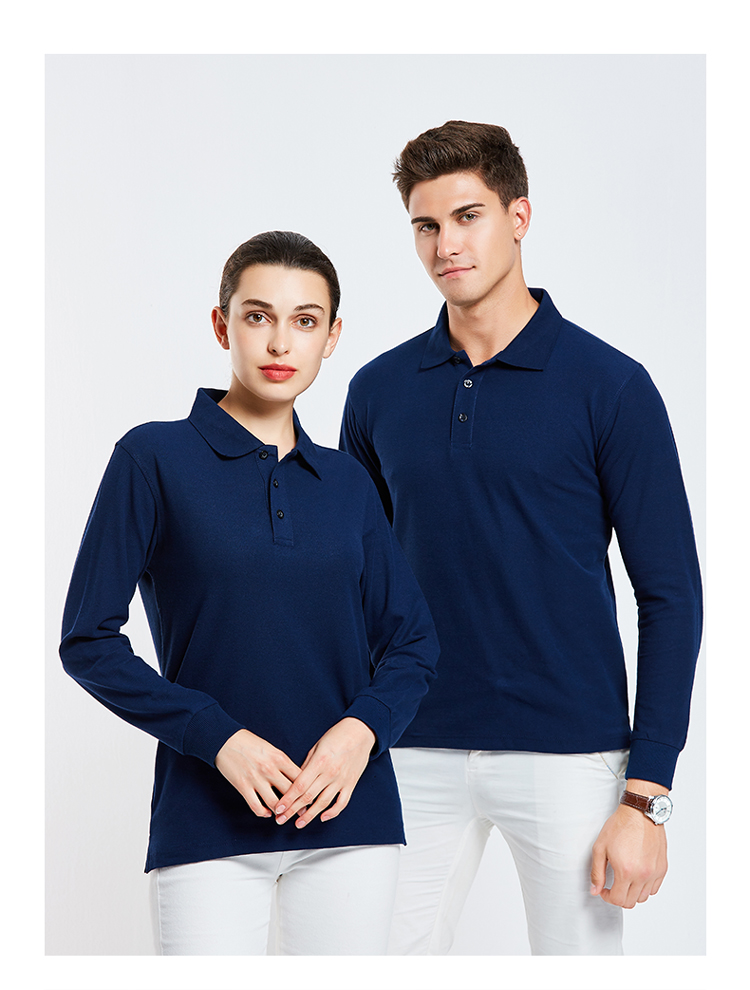 220g solid color long sleeve lapel POLO shirt universal SNS-2038