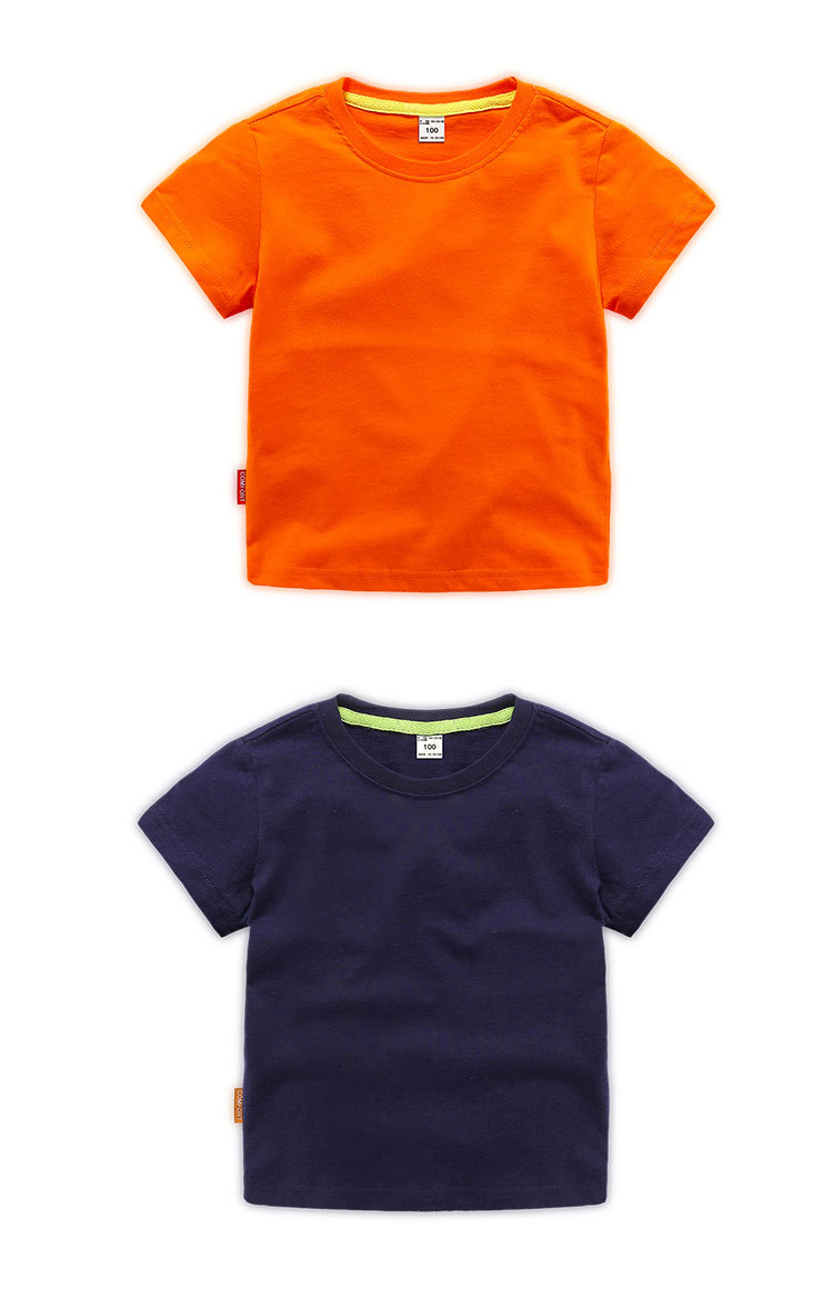 Cotton round neck short-sleeved T-shirt for children D31-Short T-shirt with top collar