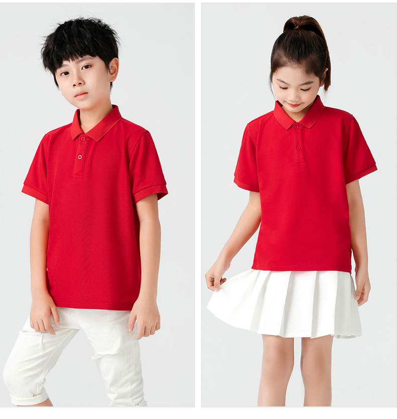 Long-staple cotton solid color parent-child lapel short-sleeved POLO shirt H09-26888 children style