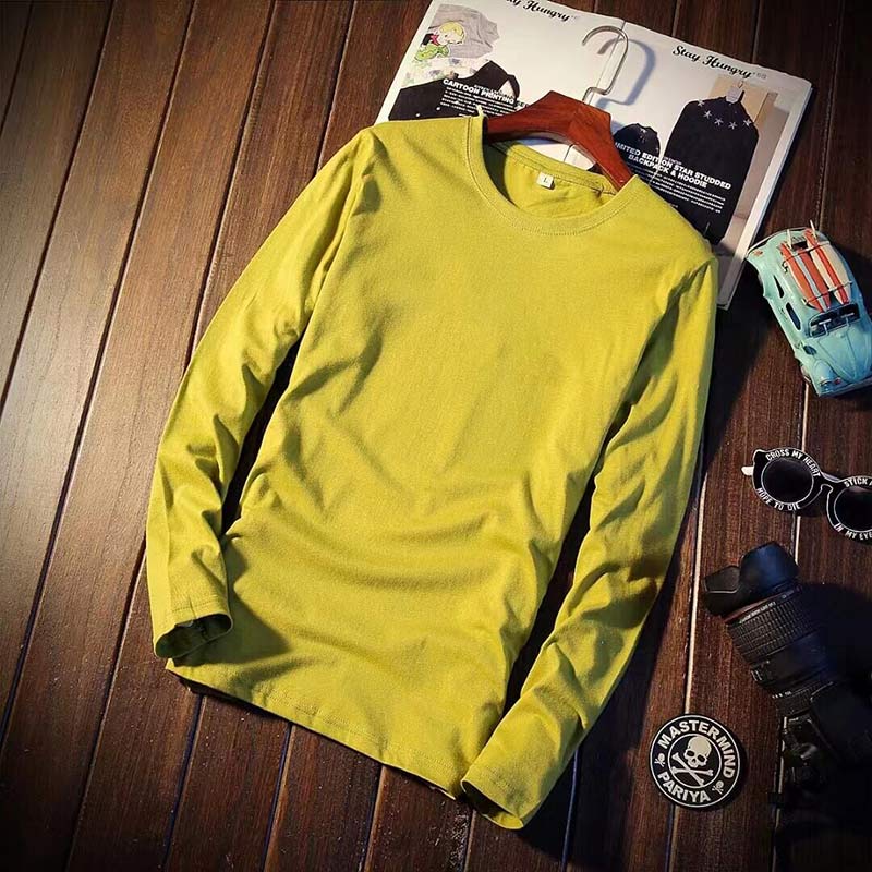 200g combed cotton round neck long sleeve T-shirt universal G14-002