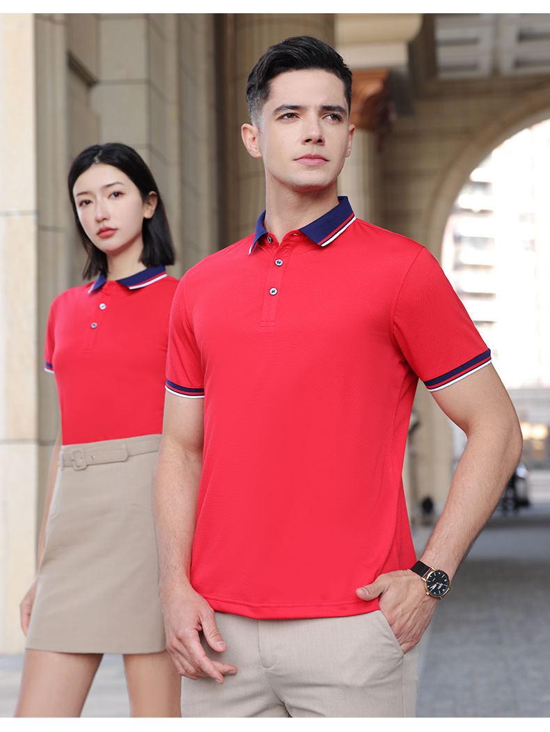 200g combed cotton interlaced color two-level lapel short-sleeved POLO shirt YZ02-9902