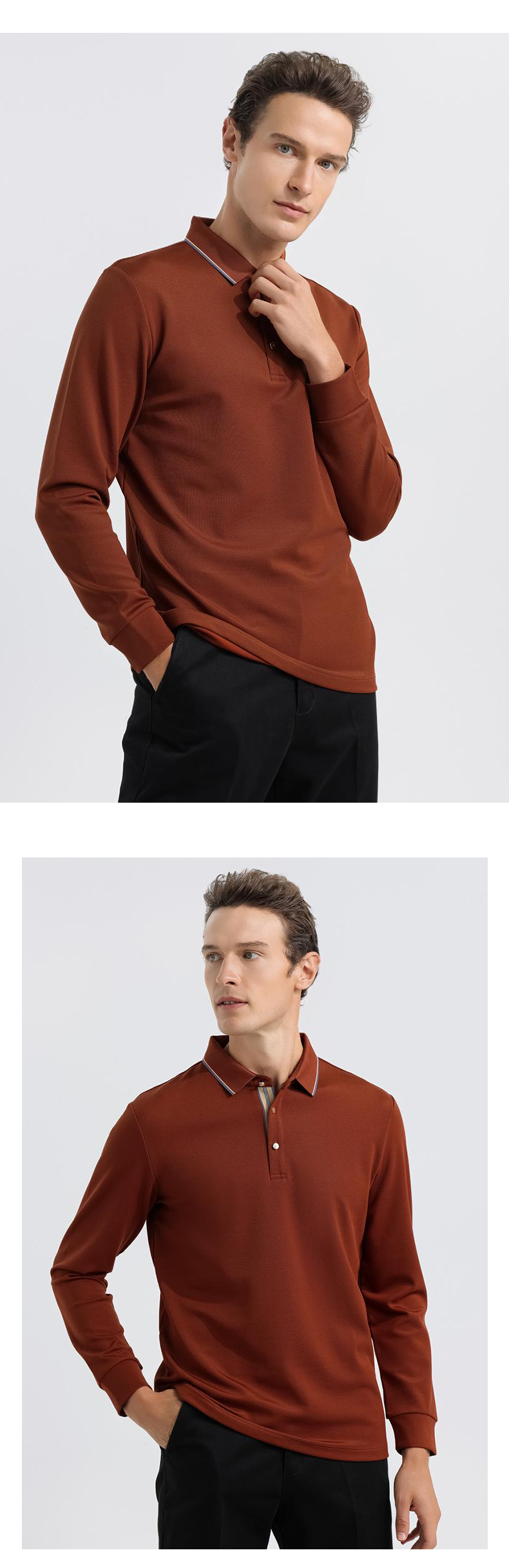 5A grade antibacterial Xinjiang cotton lapel long-sleeved POLO shirt GJ39-2103