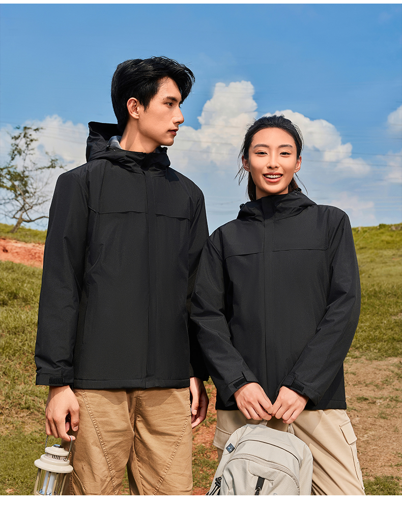 Outdoor solid color laminated double pocket one-piece jacket H32-718