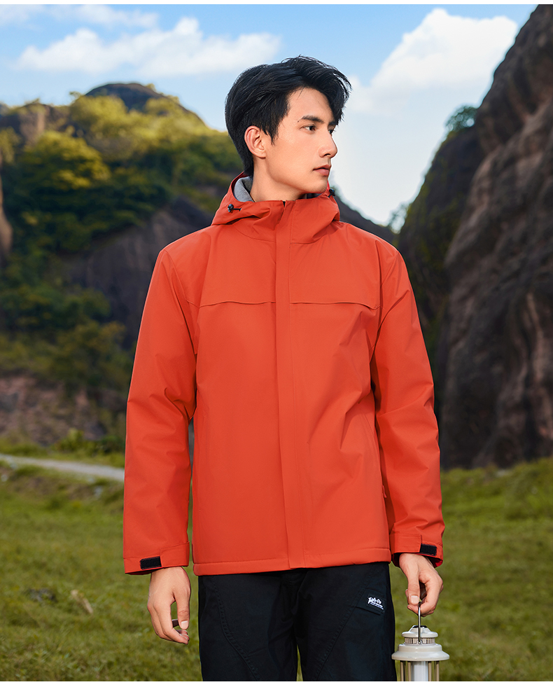 Outdoor solid color laminated double pocket one-piece jacket H32-718