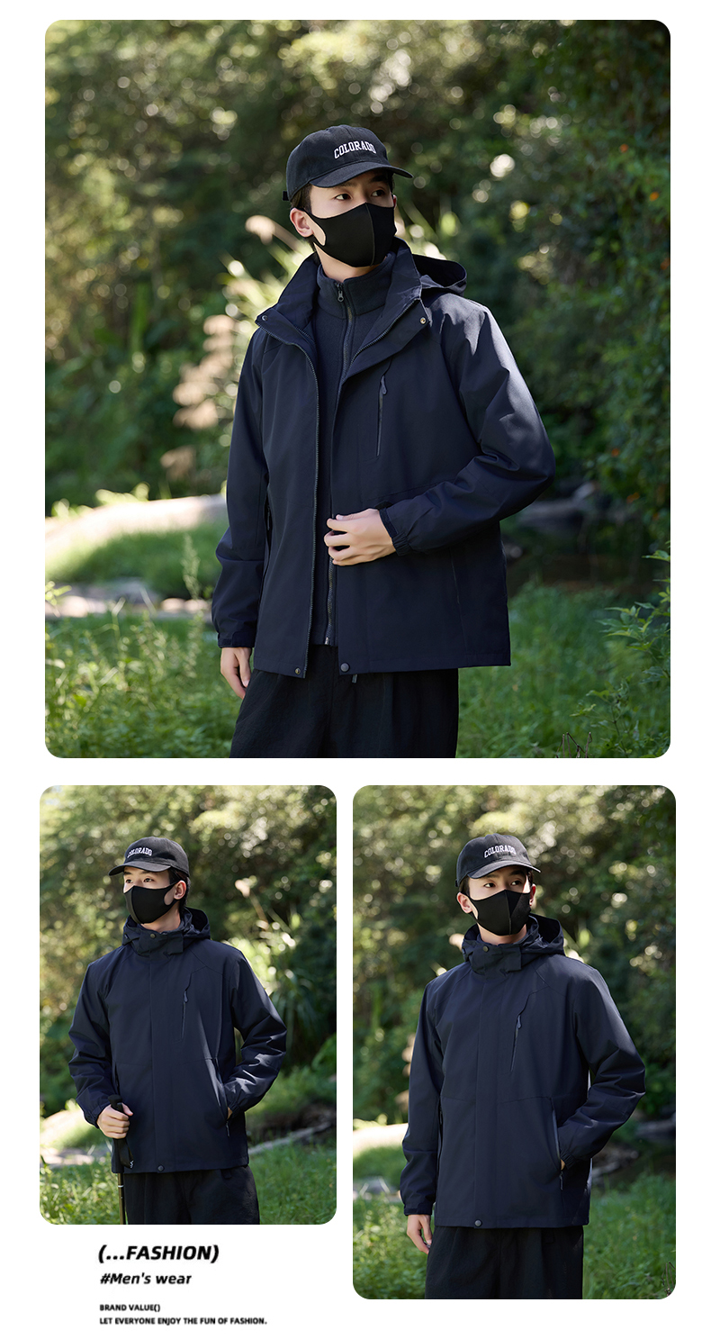 Couple outdoor anti-fouling and water-repellent three-in-one jacket KI3-88566 men