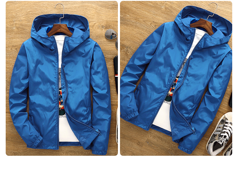 Solid color hooded windbreaker for men 223-665