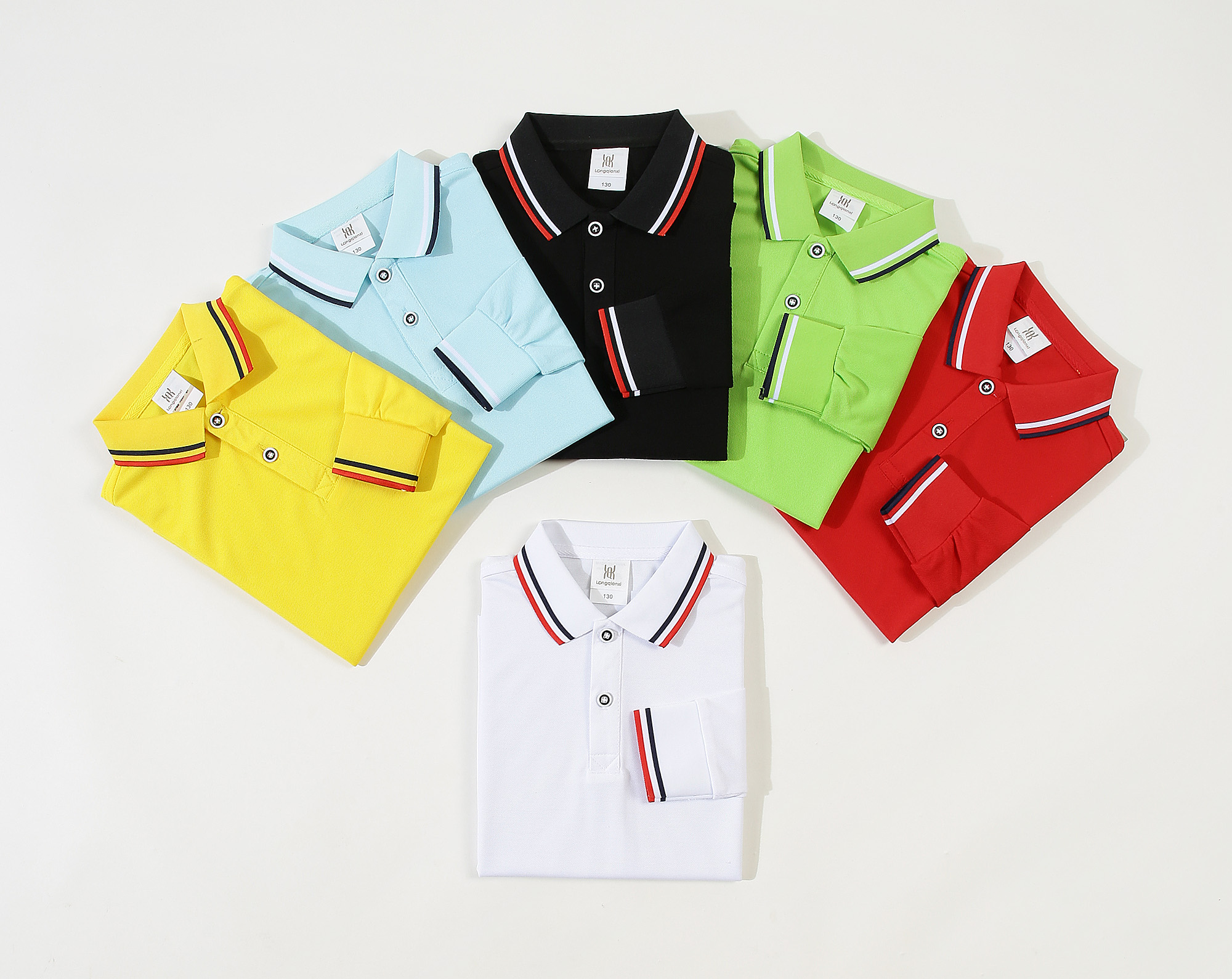 220g mercerized silo lapel long-sleeved polo shirt for children YZ02-26661