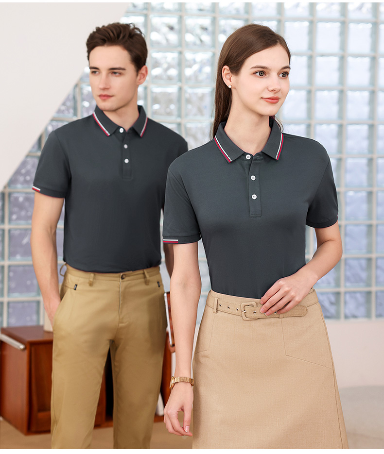 200g 40s washed cotton business color lapel short sleeve POLO shirt universal GJ20-2327