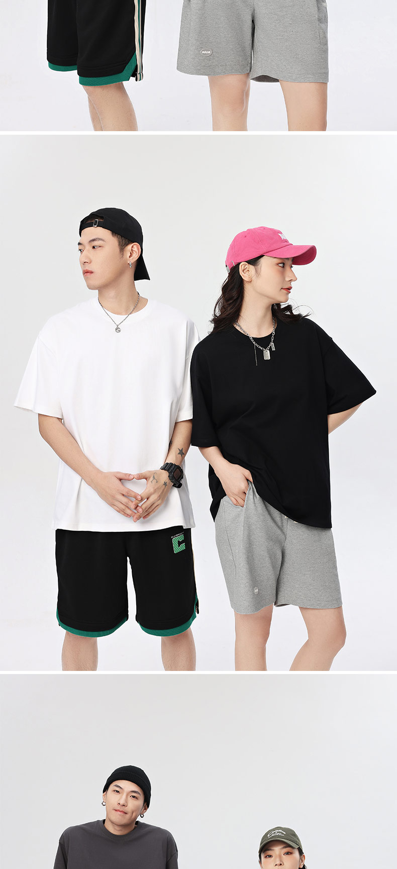 310g Couple Pure Cotton Jersey Round Neck Short Sleeve T-shirt Universal W01-Q3