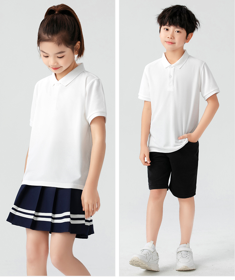 Long-staple cotton solid color parent-child lapel short-sleeved POLO shirt H09-26888 children style