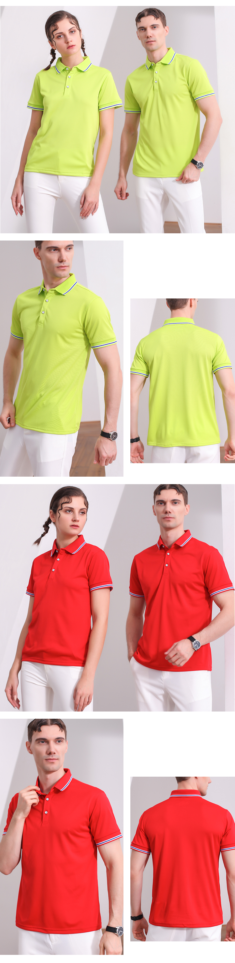 200g crown style copper-ammonia silk secondary collar lapel short-sleeved POLO shirt universal style GJ18-1911