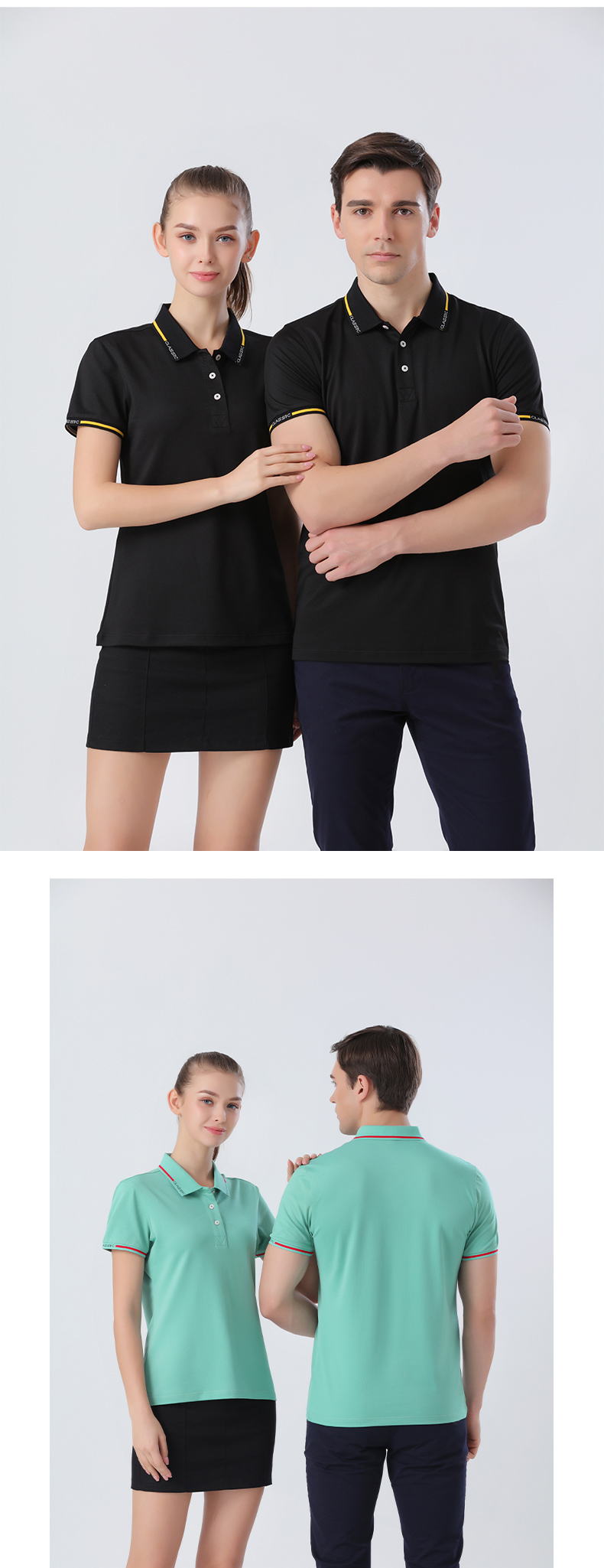 190g ice silk cotton contrast color lapel short sleeve polo shirt universal style 72-2155