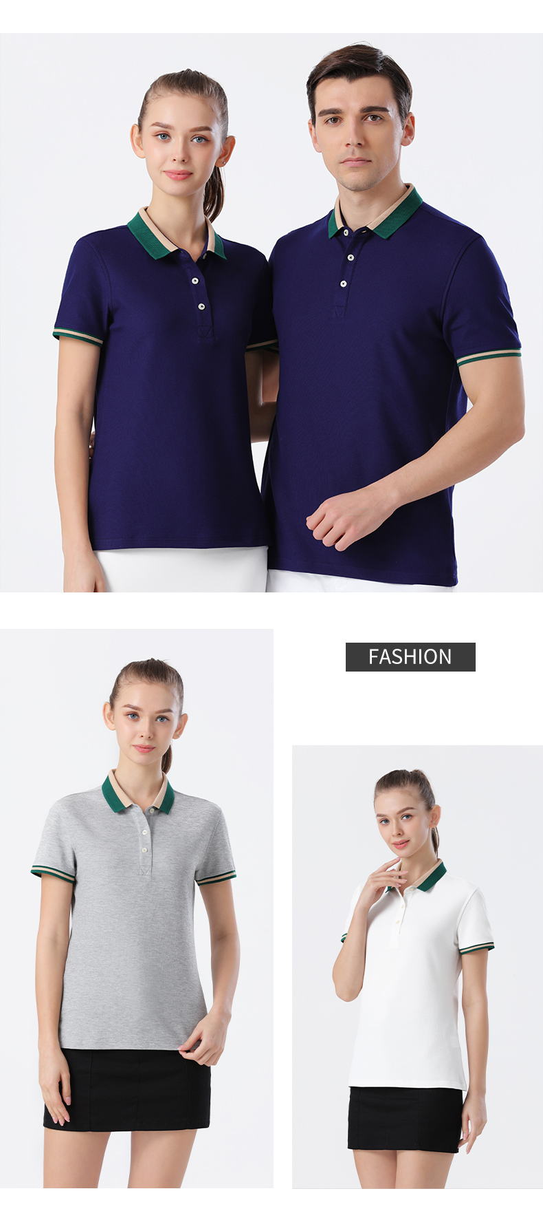 210g Mercerized Pearl Flower Colorblock Lapel Short Sleeve Polo Shirt Universal 72-2156