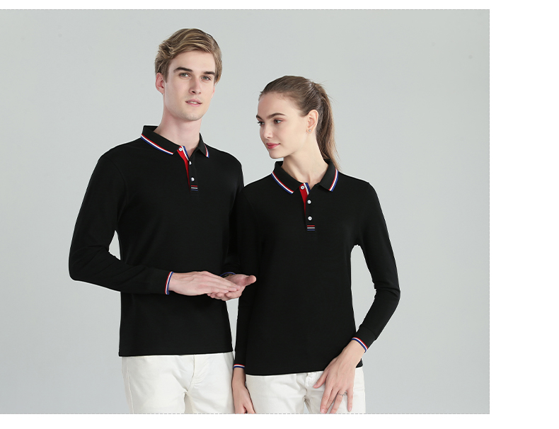 220g striped lapel long-sleeved POLO shirt GJ12-9909A