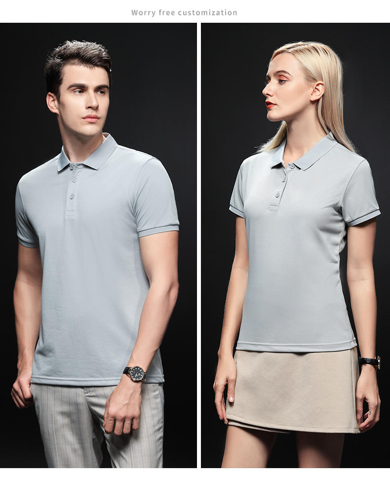 Ice silk cotton solid color lapel short sleeve POLO shirt universal SNS-2206