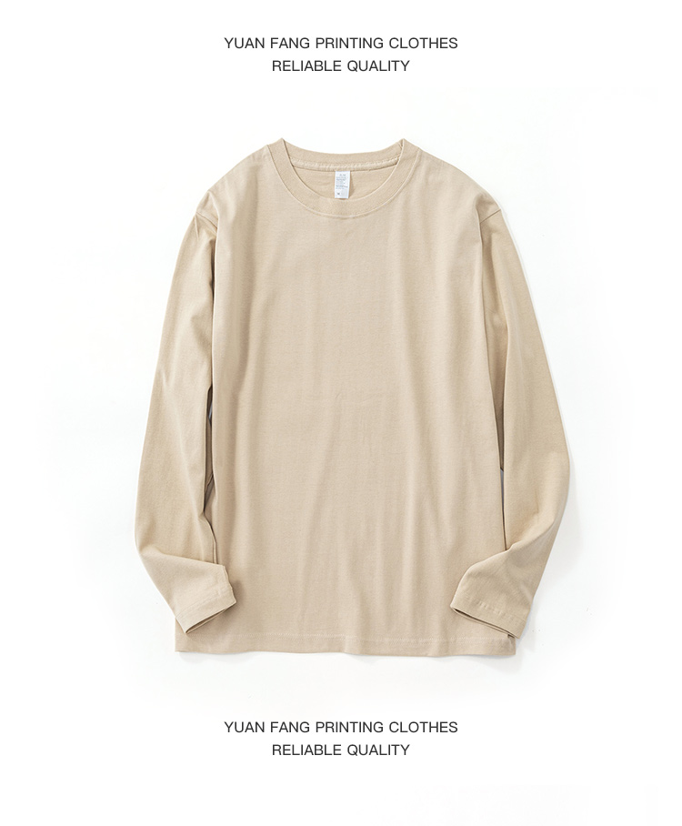 250g pure cotton straight-cut round-neck long-sleeved T-shirt universal style FY-5900