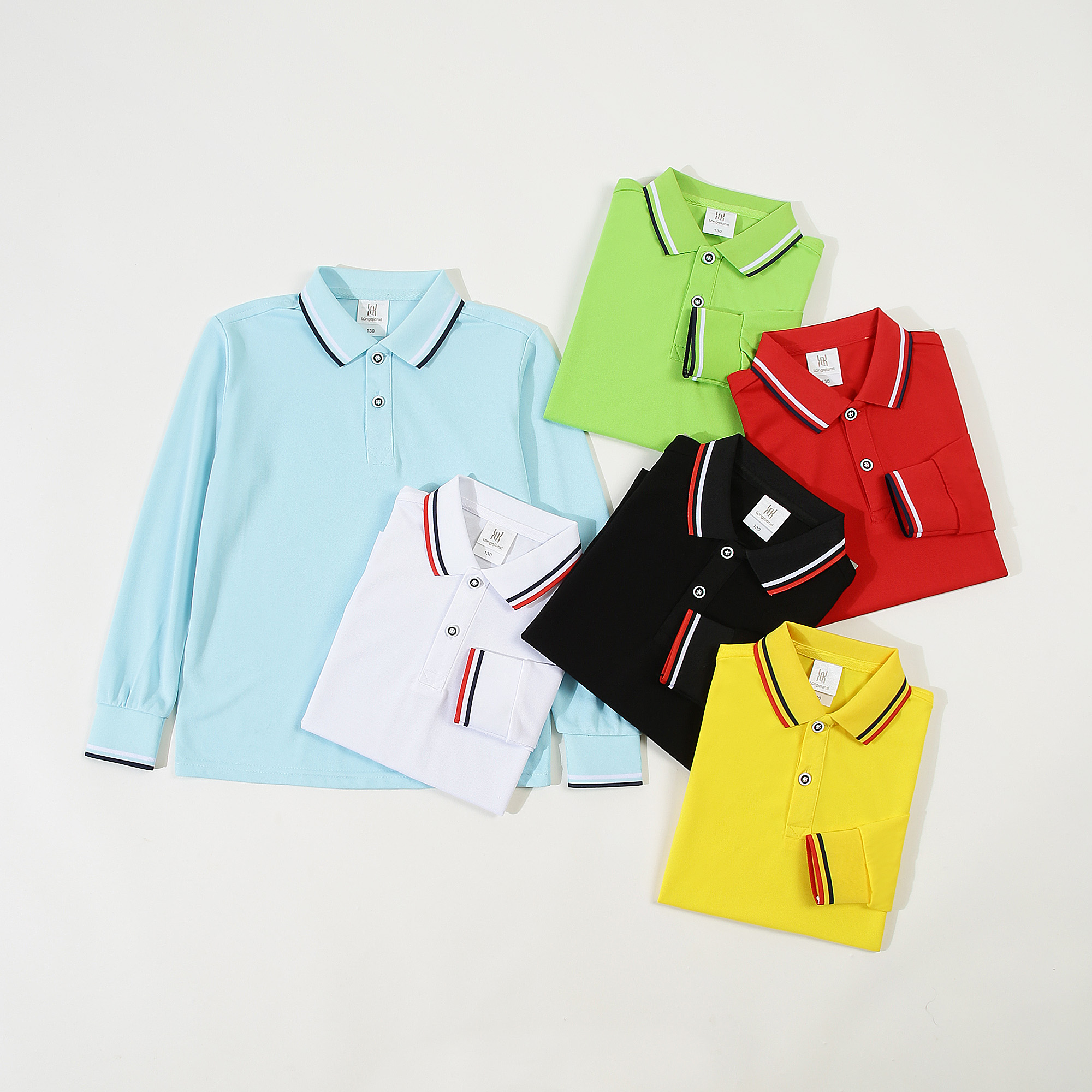 220g mercerized silo lapel long-sleeved polo shirt for children YZ02-26661