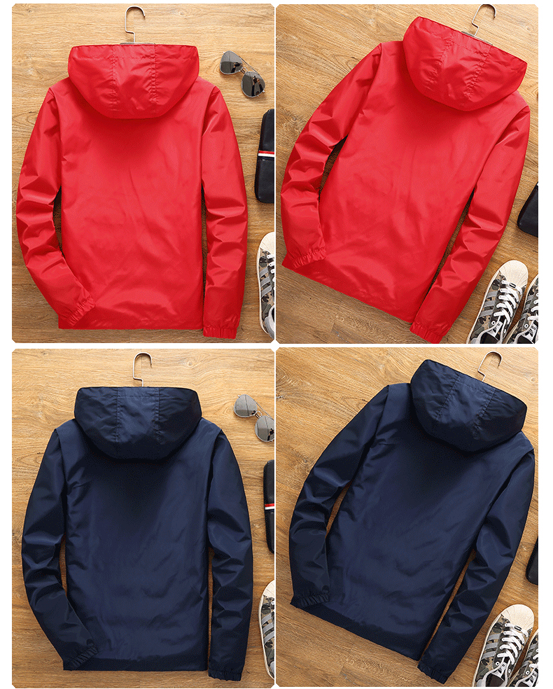 Solid color hooded windbreaker for men 223-665