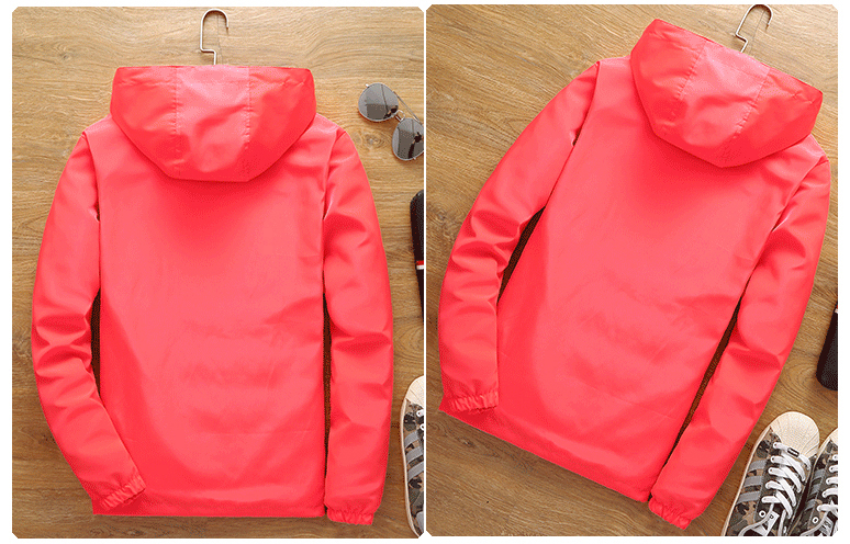 Solid color hooded windbreaker for men 223-665