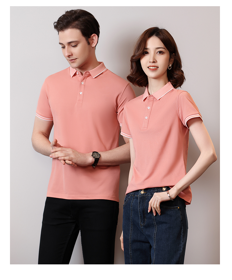 195g 40 count silk cotton lapel short sleeve POLO shirt GJ15-6608