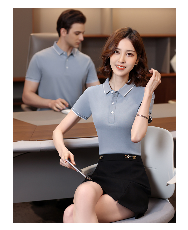 195g 40 count silk cotton lapel short sleeve POLO shirt GJ15-6608