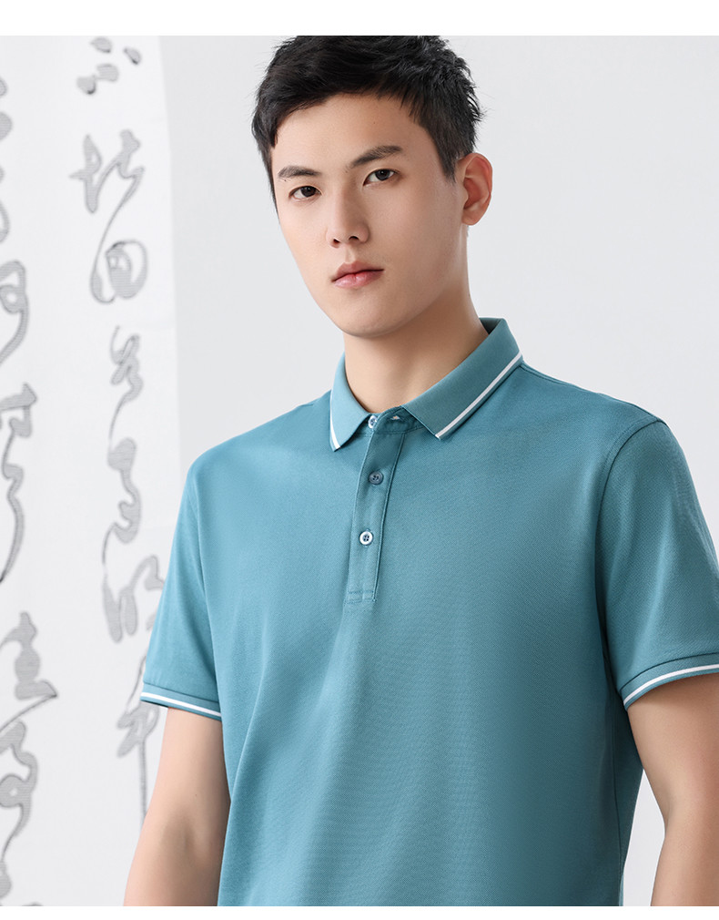 195g 50s double yarn lapel short sleeve POLO shirt GJ28-7325