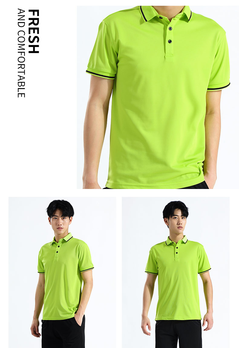 180g fine bead tencel cotton lapel short-sleeved polo shirt universal GJ44-1819