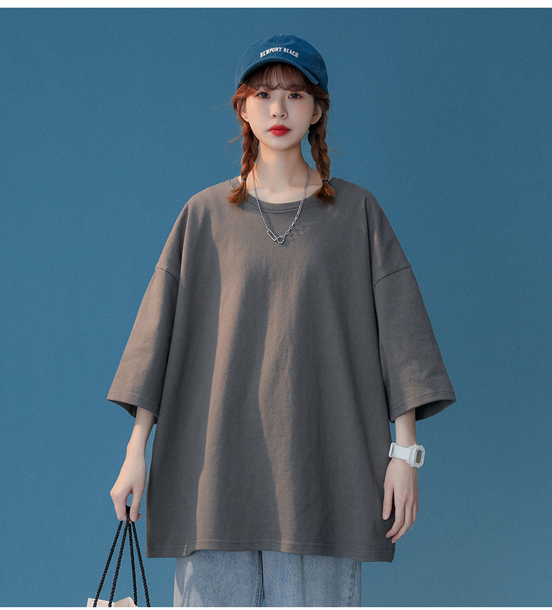 200g colorful pure cotton drop shoulder round neck short sleeve T-shirt KD2-JR0003