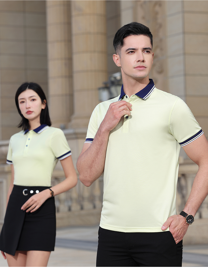 200g combed cotton interlaced color two-level lapel short-sleeved POLO shirt YZ02-9902