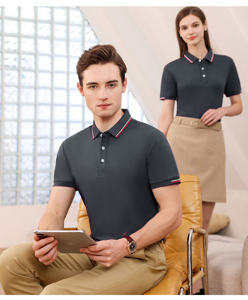 200g 40s washed cotton business color lapel short sleeve POLO shirt universal GJ20-2327