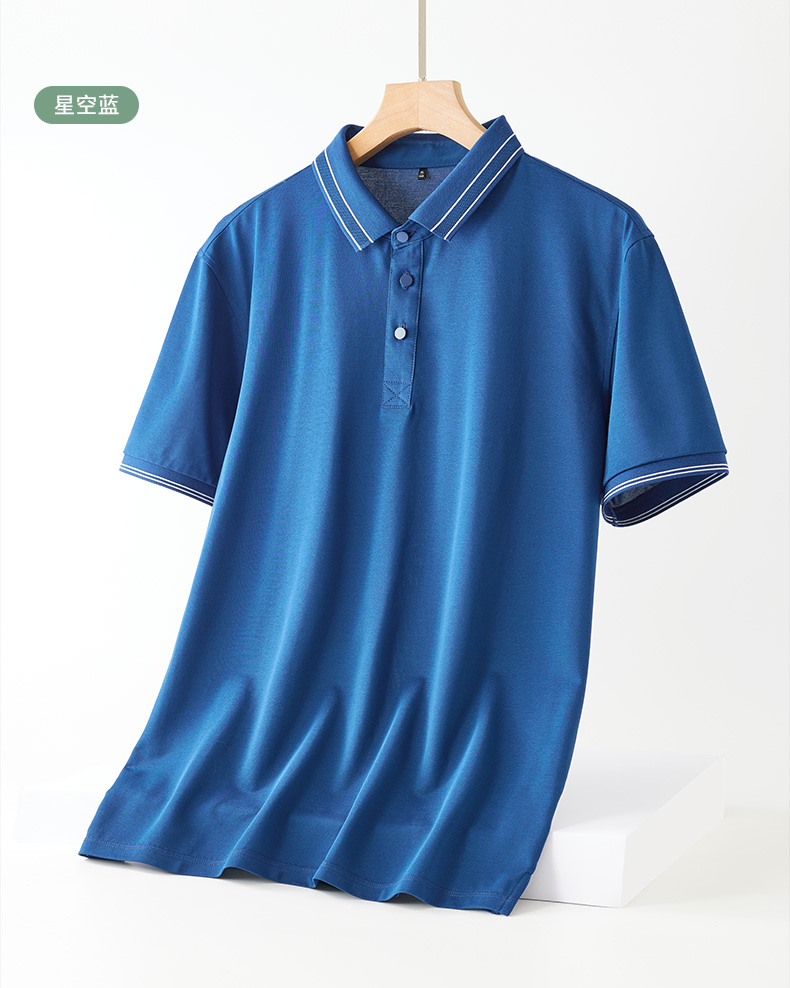 165g mulberry silk piqué short-sleeved polo shirt D07-2023004